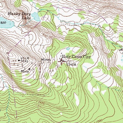 Topographic Map of Holy Cross City (historical), CO