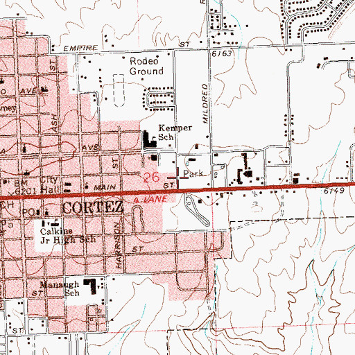 Topographic Map of Cortez City Park, CO