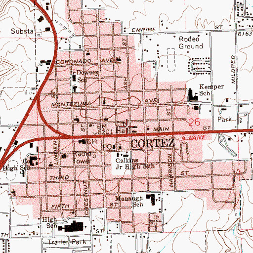 Topographic Map of Cortez Fire Protection District Station 1, CO