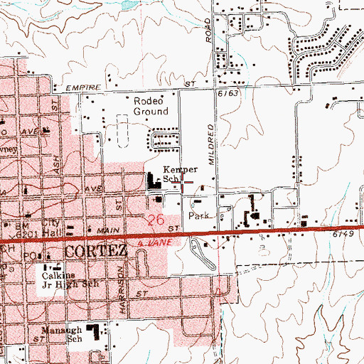 Topographic Map of Cortez Public Library, CO