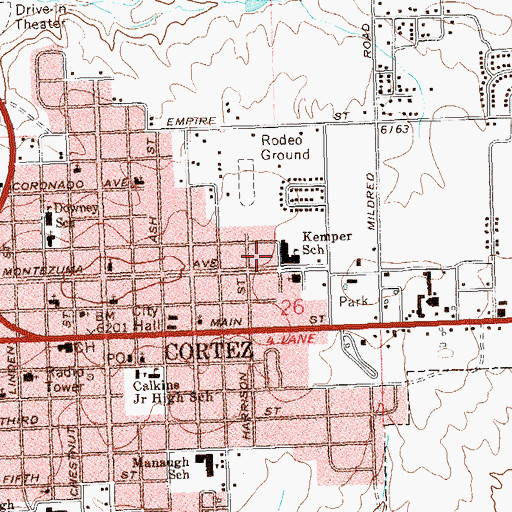 Topographic Map of Kemper School, CO