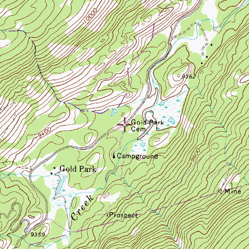 Topographic Map of Gold Park Cemetery, CO