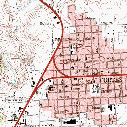 Topographic Map of Montezuma County Community Center, CO