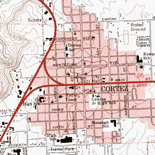 Topographic Map of First Baptist Church, CO