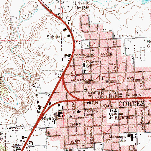 Topographic Map of Axis Health System Cortez Office, CO
