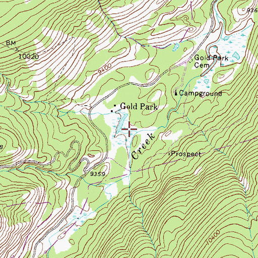 Topographic Map of Gold Park, CO