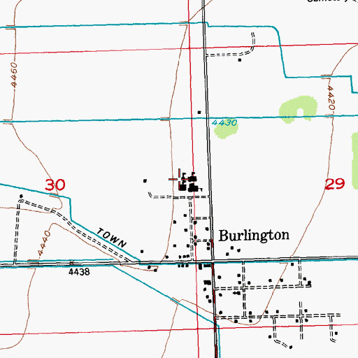 Topographic Map of Burlington High School, WY