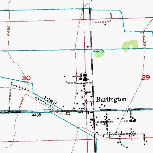 Topographic Map of Burlington Junior High School, WY