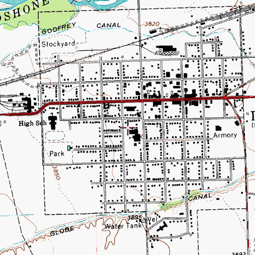 Topographic Map of Lovell Elementary School, WY