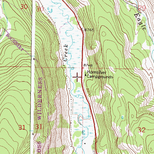 Topographic Map of Hornsilver Campground, CO