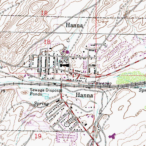 Topographic Map of Hanna School, WY