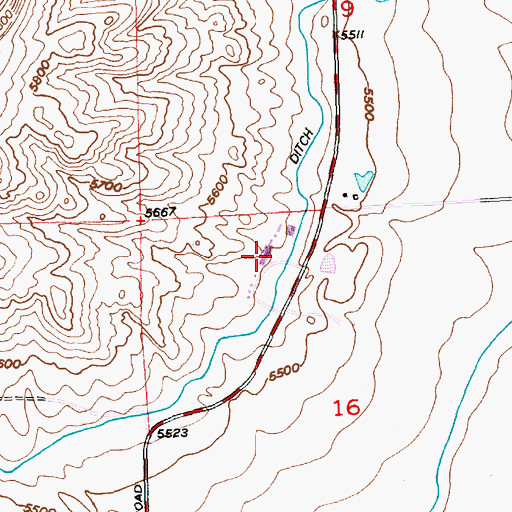 Topographic Map of Wyoming Indian Elementary School, WY