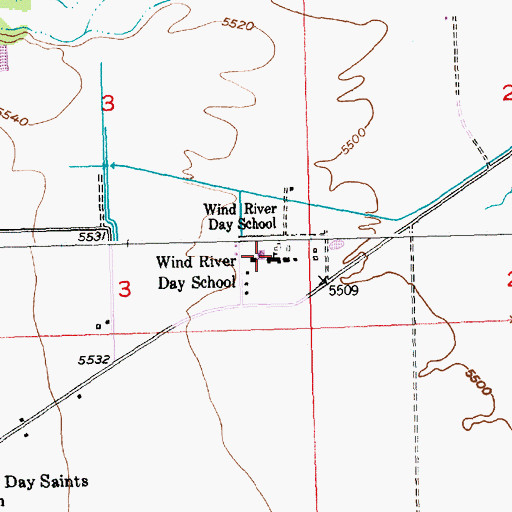 Topographic Map of Fort Washakie Junior High School, WY