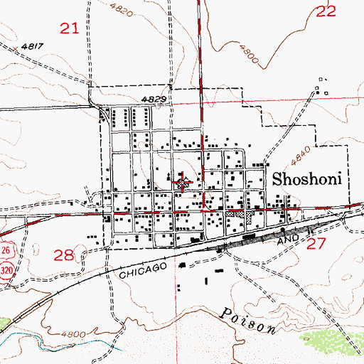 Topographic Map of Shoshoni Junior High School, WY