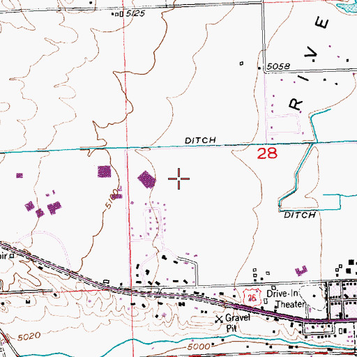 Topographic Map of Riverton High School, WY