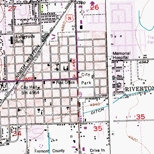 Topographic Map of Jefferson School, WY