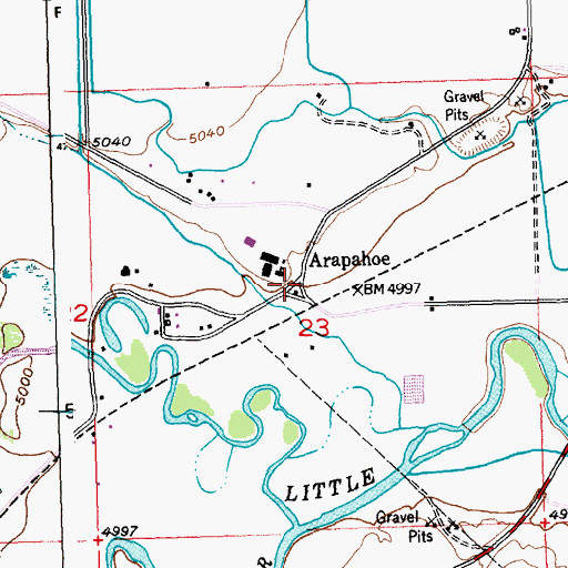 Topographic Map of Arapahoe Middle School, WY