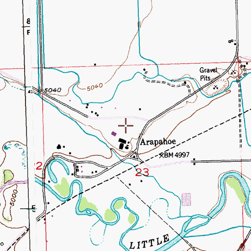 Topographic Map of Arapaho Elementary School, WY