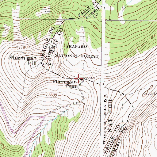 Topographic Map of Ptarmigan Pass, CO