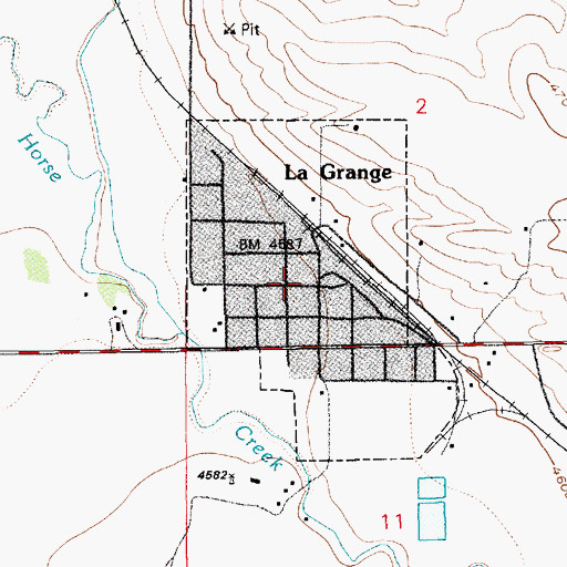 Topographic Map of La Grange School, WY