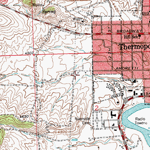 Topographic Map of Thermopolis Middle School, WY