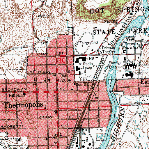 Topographic Map of Ralph Witters Elementary School, WY