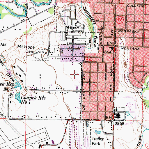 Topographic Map of Meadowlark Elementary School, WY