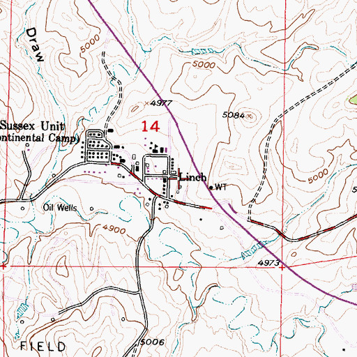 Topographic Map of Linch School, WY
