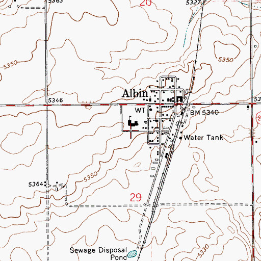 Topographic Map of Albin Elementary School, WY