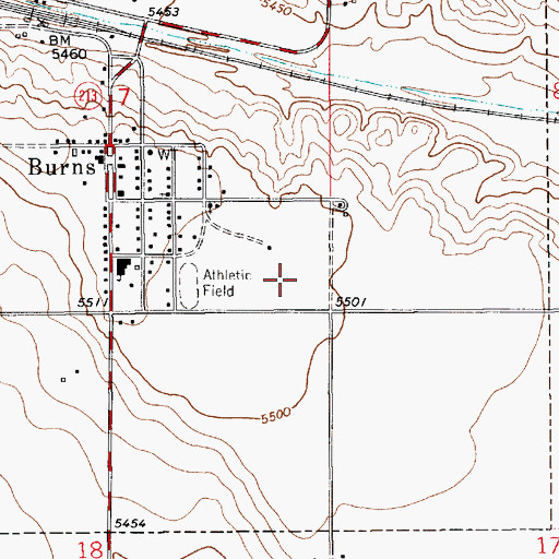 Topographic Map of Burns Elementary School, WY