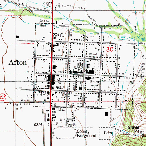 Topographic Map of Afton Elementary School, WY