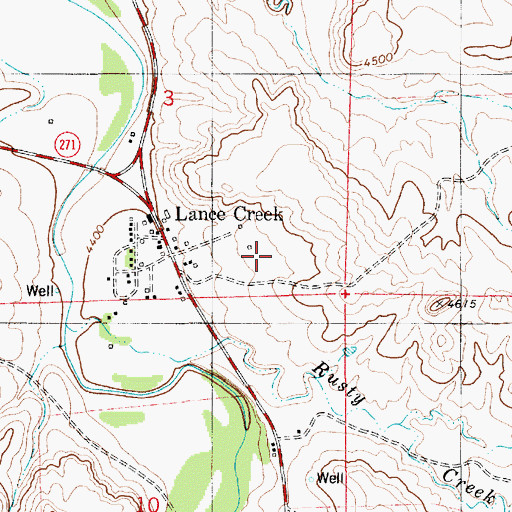 Topographic Map of Lance Creek School, WY