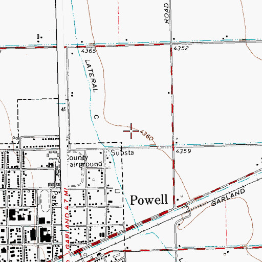 Topographic Map of Powell High School, WY
