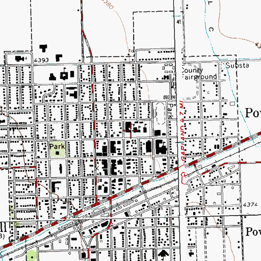 Topographic Map of Powell Middle School, WY