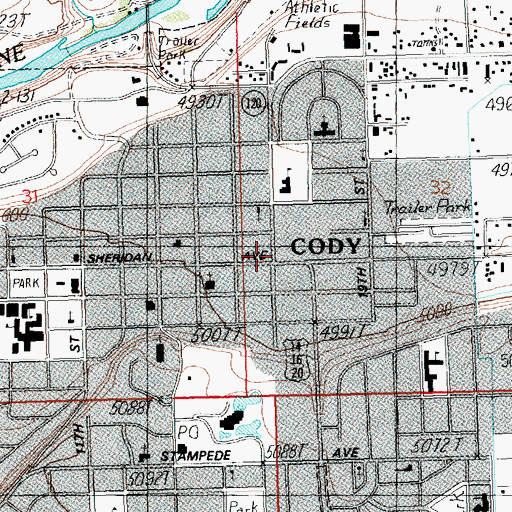 Topographic Map of Valley School, WY