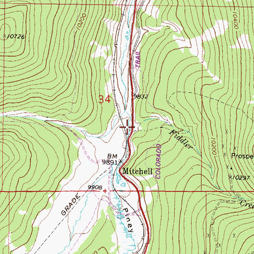 Topographic Map of Fiddler Creek, CO