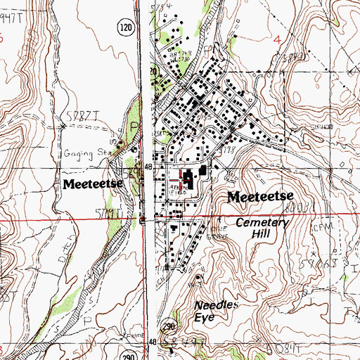 Topographic Map of Meeteetse School, WY