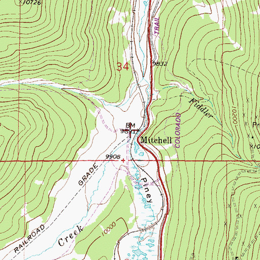 Topographic Map of Mitchell, CO