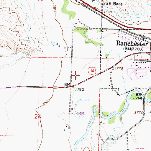 Topographic Map of Tongue River Middle School, WY
