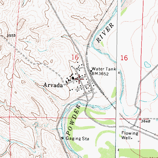Topographic Map of Arvada School, WY