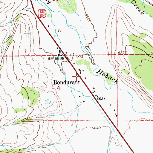 Topographic Map of Bondurant School, WY