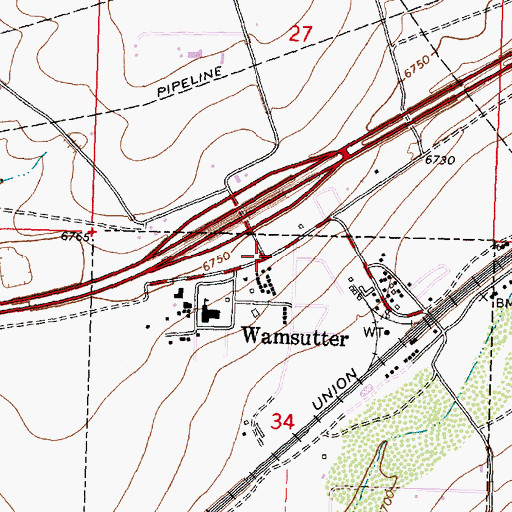 Topographic Map of Desert School, WY
