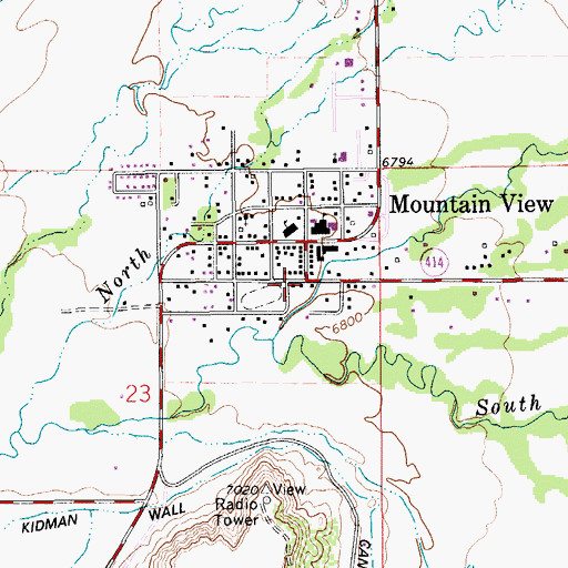 Topographic Map of Mountain View High School, WY