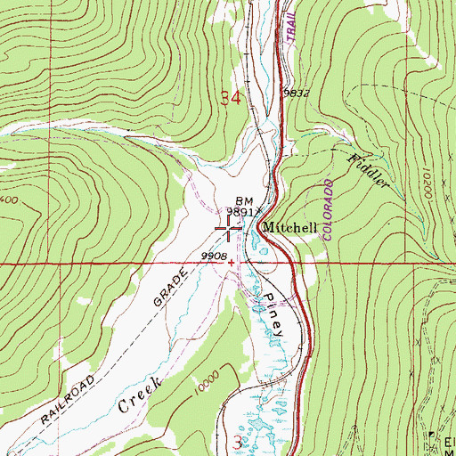 Topographic Map of Piney Gulch, CO