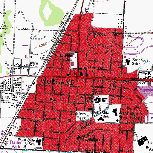 Topographic Map of East Side School, WY