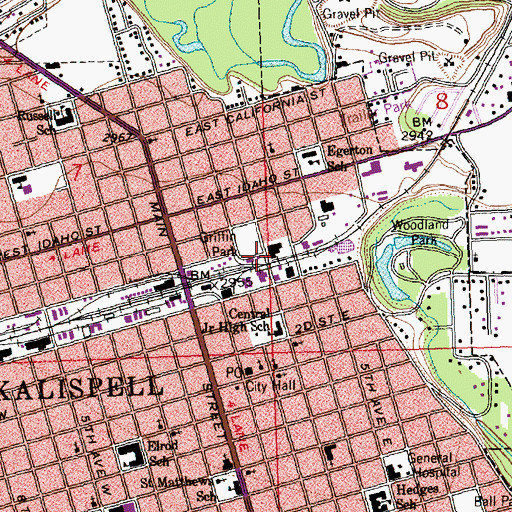 Topographic Map of B and B Shopping Center, MT