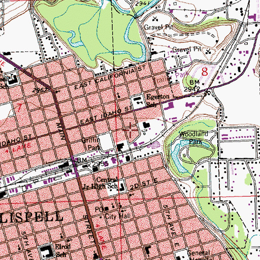 Topographic Map of Washington Street Park, MT