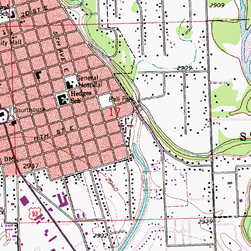 Topographic Map of Dry Bridge Park, MT