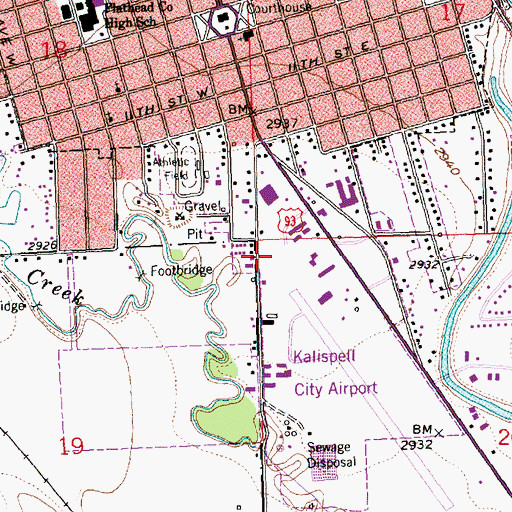 Topographic Map of Daley Softball Fields, MT