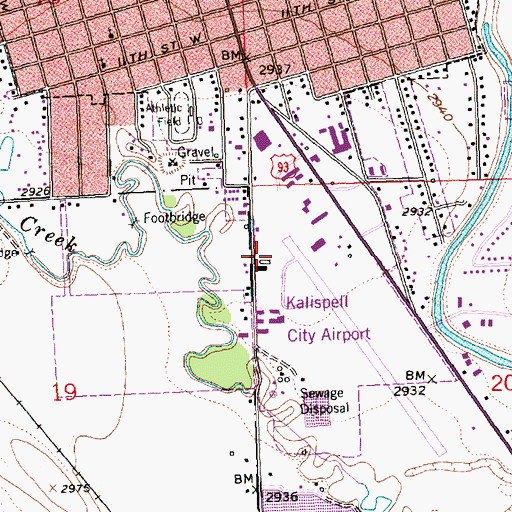 Topographic Map of Airport Fields, MT